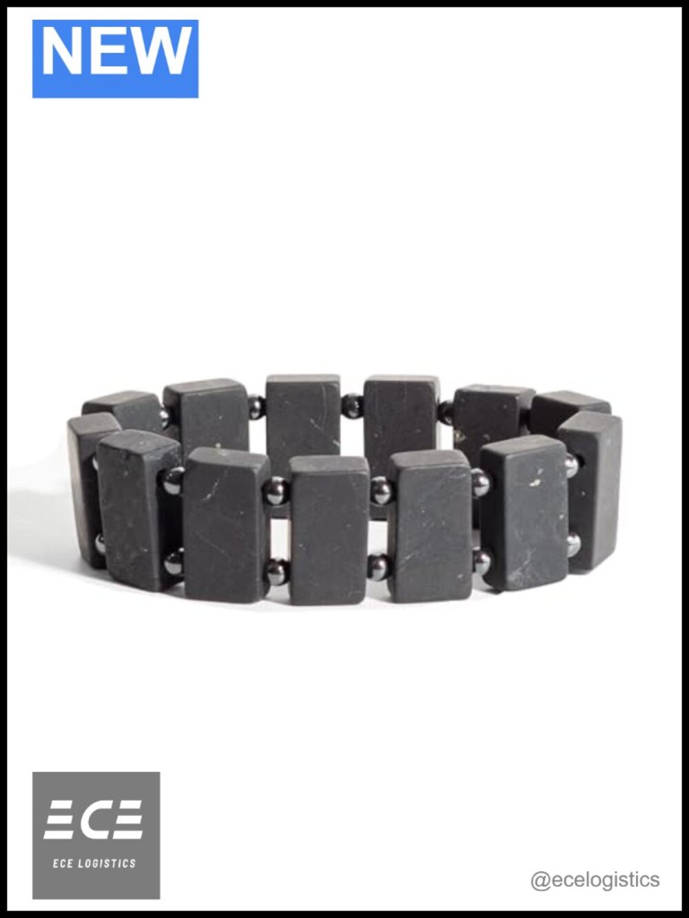 Unisex Shungite and Hematite Beaded Stretch Bracelet Elastic Wristband